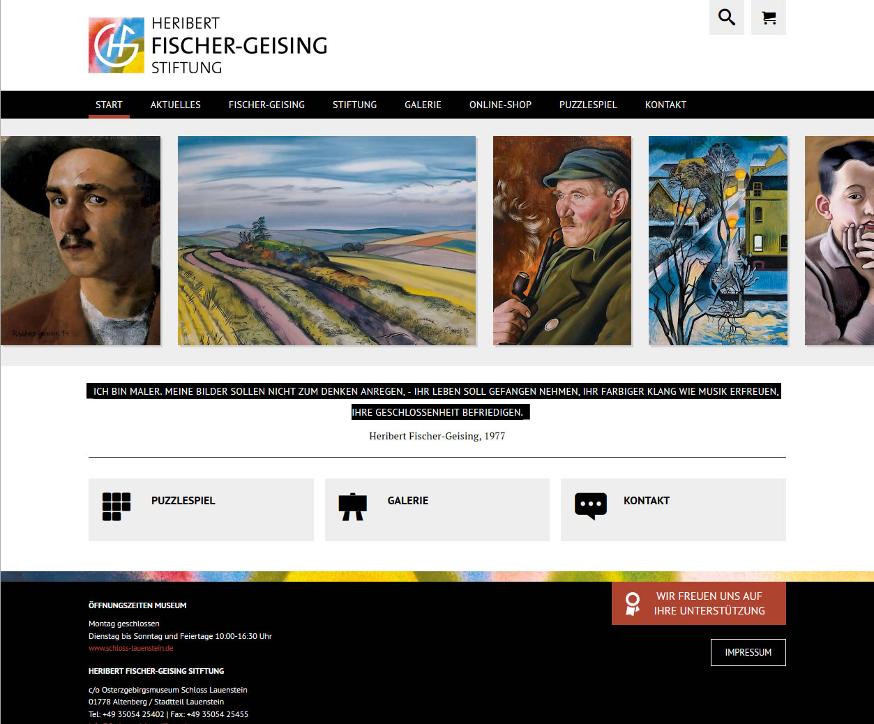 Startseite der Website www.fischer-geising-stiftung.de